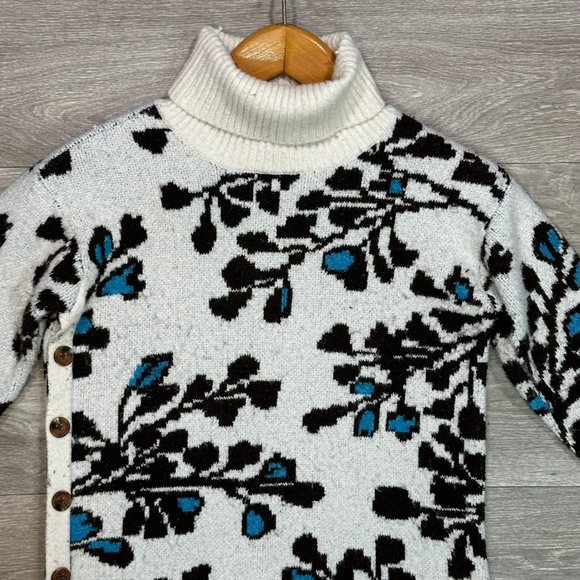 St. John's Bay Womens Turtleneck Long Sleeve Floral Pullover Sweater - Picture 4 of 10
